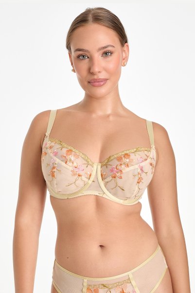 画像2: KARMELA gold B161 | フルカップ・パッドなし・ワイヤーブラ・一枚レース・大きいサイズ・ゴールド | ewabien エヴァビアン| 輸入下着・高級ランジェリー  (2)