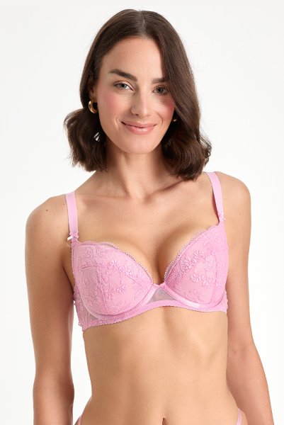 画像2: FIORA pink B214 | 3/4カップ・ワイヤーブラ・グラマー向け・すっぴん美乳ブラ・ピンク| ewabien エヴァビアン (2)