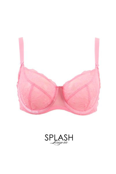 画像1: FIORA pink B161 | フルカップ・パッドなし・ワイヤーブラ・一枚レース・大きいサイズ・ピンク | ewabien エヴァビアン| 輸入下着・高級ランジェリー  (1)