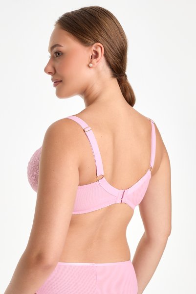 画像3: FIORA pink B161 | フルカップ・パッドなし・ワイヤーブラ・一枚レース・大きいサイズ・ピンク | ewabien エヴァビアン| 輸入下着・高級ランジェリー  (3)