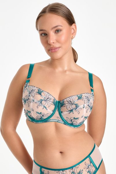 画像2: SALMA emerald B161 | フルカップ・パッドなし・ワイヤーブラ・一枚レース・大きいサイズ・ピンク| ewabien エヴァビアン| 輸入下着・高級ランジェリー  (2)