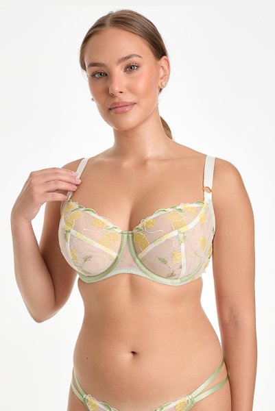 画像2: LIMON cream B161 | フルカップ・パッドなし・ワイヤーブラ・一枚レース・大きいサイズ・クリーム | ewabien エヴァビアン| 輸入下着・高級ランジェリー  (2)