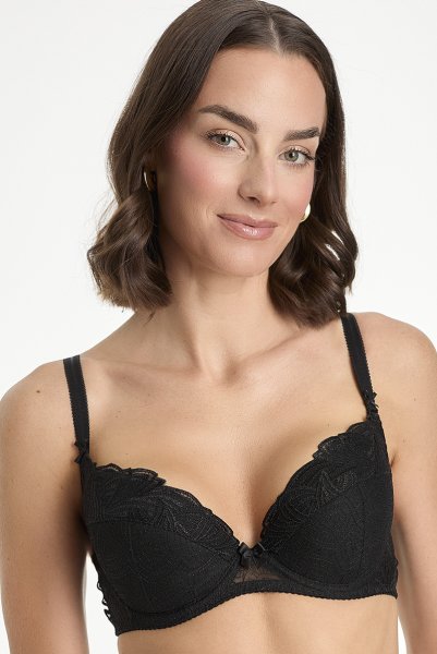 画像2: RINA-black-B214 | 3/4カップ・ワイヤーブラ・グラマー向け・すっぴん美乳ブラ・ブラック| ewabien エヴァビアン (2)