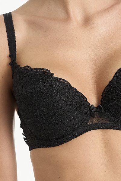 画像3: RINA-black-B214 | 3/4カップ・ワイヤーブラ・グラマー向け・すっぴん美乳ブラ・ブラック| ewabien エヴァビアン (3)