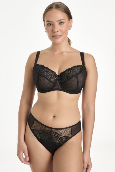 画像3: RINA black B161 | フルカップ・パッドなし・ワイヤーブラ・一枚レース・大きいサイズ・B〜Jカップ・ブラック | ewabien エヴァビアン| 輸入下着・高級ランジェリー  (3)