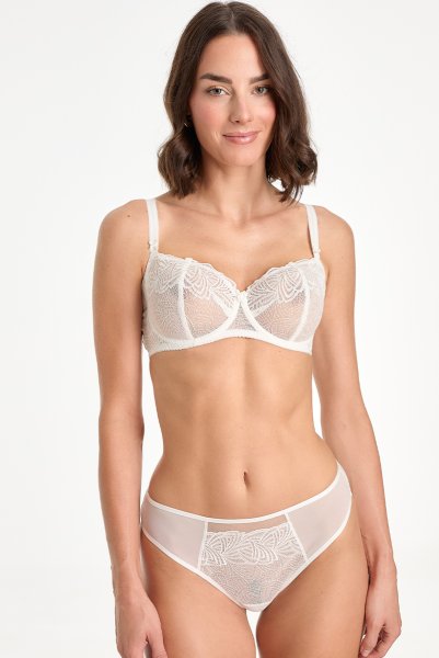 画像4: RINA cream B139 | フルカップ・パッドなし・ワイヤーブラ・一枚レース・大きいサイズ・B〜Iカップ・ホワイト | ewabien エヴァビアン| 輸入下着・高級ランジェリー  (4)
