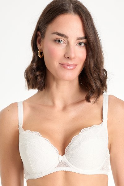 画像2: RINA cream B214 | 3/4カップ・ワイヤーブラ・グラマー向け・すっぴん美乳ブラ・ホワイト| ewabien エヴァビアン (2)
