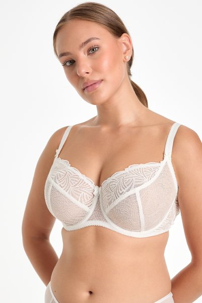 画像3: RINA cream B161 | フルカップ・パッドなし・ワイヤーブラ・一枚レース・大きいサイズ・ホワイト | ewabien エヴァビアン| 輸入下着・高級ランジェリー  (3)