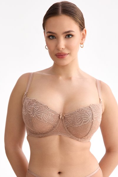 画像2: RINA beige B139 | フルカップ・パッドなし・ワイヤーブラ・一枚レース・大きいサイズ・ベージュ | ewabien エヴァビアン| 輸入下着・高級ランジェリー  (2)