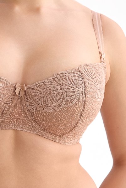 画像6: RINA beige B139 | フルカップ・パッドなし・ワイヤーブラ・一枚レース・大きいサイズ・ベージュ | ewabien エヴァビアン| 輸入下着・高級ランジェリー  (6)