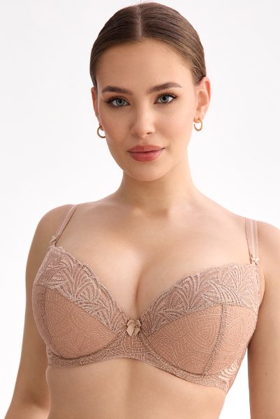 画像2: RINA beige B214 | 3/4カップ・ワイヤーブラ・グラマー向け・すっぴん美乳ブラ・ベージュ| ewabien エヴァビアン (2)