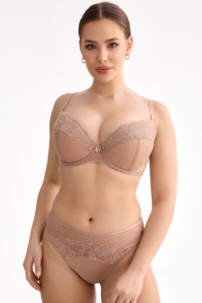 画像4: RINA beige B214 | 3/4カップ・ワイヤーブラ・グラマー向け・すっぴん美乳ブラ・ベージュ| ewabien エヴァビアン (4)