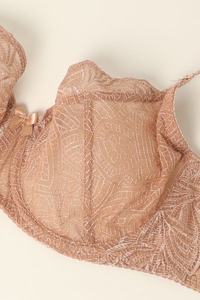画像9: RINA beige B161 | フルカップ・パッドなし・ワイヤーブラ・一枚レース・大きいサイズ・ベージュ | ewabien エヴァビアン| 輸入下着・高級ランジェリー  (9)