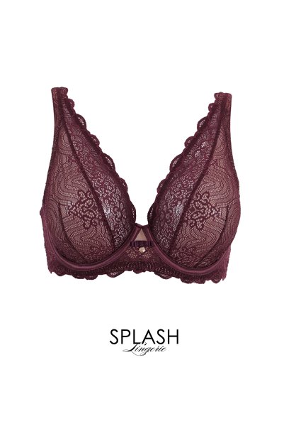 画像1: MARIBEL cherry B862 | ブラレット・フルカップ・パッドなし・ワイヤーブラ・一枚レース・大きいサイズ・バイオレット | ewabien エヴァビアン (1)