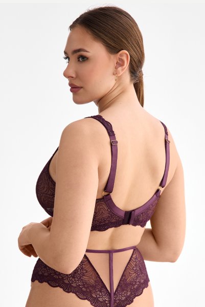 画像3: MARIBEL cherry B862 | ブラレット・フルカップ・パッドなし・ワイヤーブラ・一枚レース・大きいサイズ・バイオレット | ewabien エヴァビアン (3)