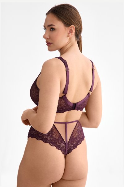 画像5: MARIBEL cherry B862 | ブラレット・フルカップ・パッドなし・ワイヤーブラ・一枚レース・大きいサイズ・バイオレット | ewabien エヴァビアン (5)