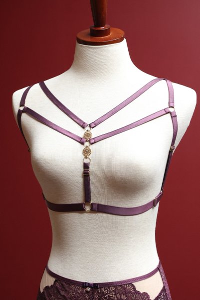 画像11: MARIBEL cherry-HN |ボディハーネス・バイオレット | ewabien エヴァビアン (11)