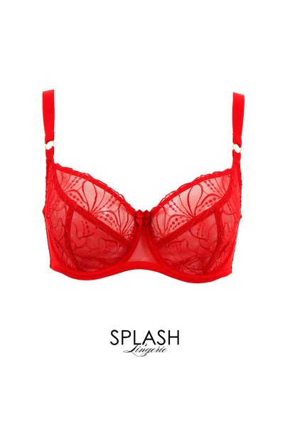 画像1: HARPER red B161 | フルカップブラ・パッドなし・ワイヤーブラ・一枚レース・大きいサイズ・レッド | ewabien エヴァビアン【サイズ交換OK・メール便対象】 輸入下着・高級ランジェリー  (1)