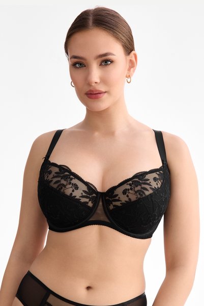 画像2: FIORA black B150 | フルカップ・ワイヤーブラ・セミソフトブラ・大きいサイズ・ブラック| ewabien エヴァビアン【サイズ交換OK】 輸入下着・高級ランジェリー  (2)