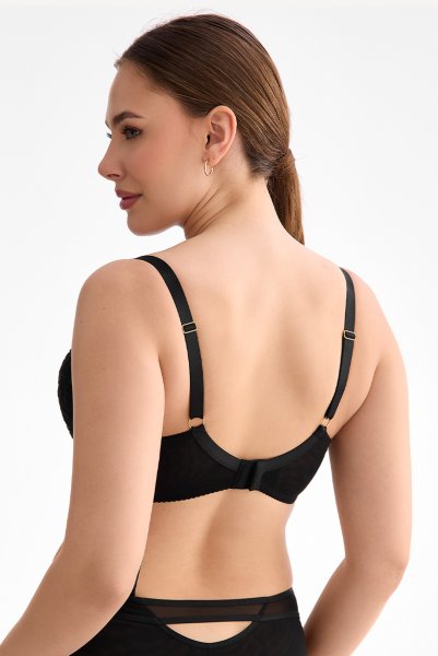 画像3: FIORA black B214 | 3/4カップ・ワイヤーブラ・グラマー向け・すっぴん美乳ブラ・ブラック| ewabien エヴァビアン【サイズ交換OK】 輸入下着・高級ランジェリー  (3)