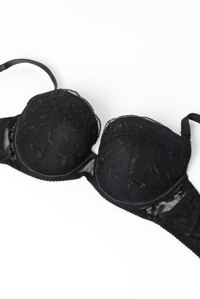 画像7: FIORA black B214 | 3/4カップ・ワイヤーブラ・グラマー向け・すっぴん美乳ブラ・ブラック| ewabien エヴァビアン【サイズ交換OK】 輸入下着・高級ランジェリー  (7)