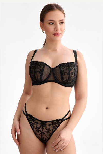 画像4: FIORA black B136 ｜フルカップ・グラマー向け・パッドなし・ワイヤーブラ・一枚レース・ブラック| ewabien エヴァビアン【サイズ交換OK・メール便対象】 輸入下着・高級ランジェリー  (4)