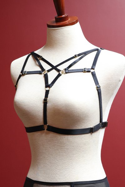 画像14: FIORA black-HN |ボディハーネス・ブラック | ewabien エヴァビアン【サイズ交換NG・メール便対象】輸入下着・高級ランジェリー  (14)