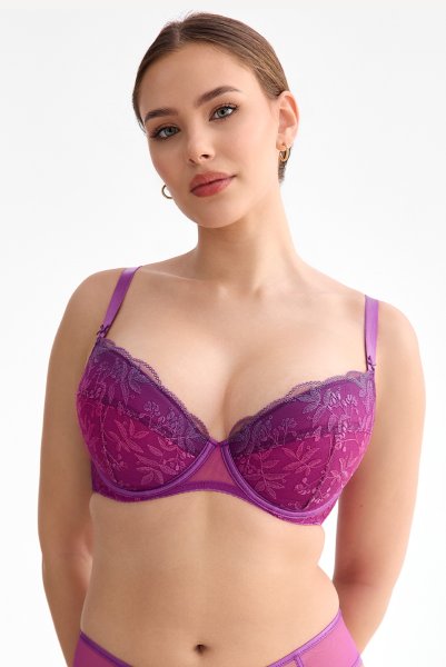 画像2: FIORA fuchsia B214 | 3/4カップ・ワイヤーブラ・グラマー向け・すっぴん美乳ブラ・紫・ピンク| ewabien エヴァビアン【サイズ交換OK】 輸入下着・高級ランジェリー  (2)