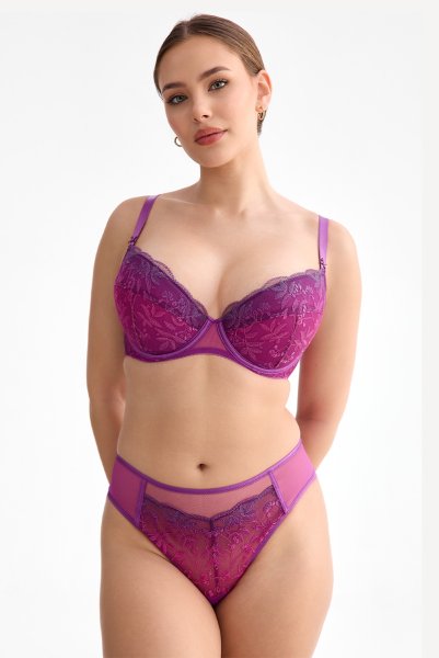 画像4: FIORA fuchsia B214 | 3/4カップ・ワイヤーブラ・グラマー向け・すっぴん美乳ブラ・紫・ピンク| ewabien エヴァビアン【サイズ交換OK】 輸入下着・高級ランジェリー  (4)