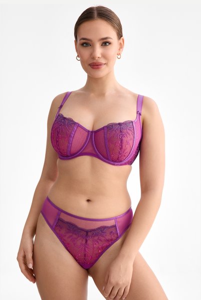 画像4: FIORA fuchsia B136 ｜フルカップ・グラマー向け・パッドなし・ワイヤーブラ・一枚レース・紫・ピンク| ewabien エヴァビアン【サイズ交換OK・メール便対象】 輸入下着・高級ランジェリー  (4)