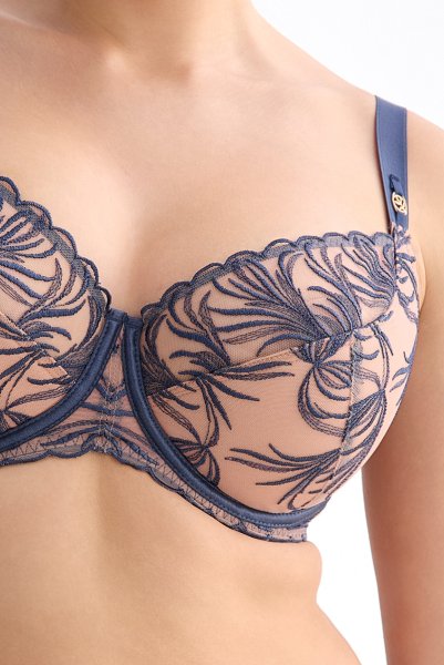 画像6: PALMER blue B150 | フルカップ・ワイヤーブラ・セミソフトブラ・大きいサイズ・ブルー×ベージュ| ewabien エヴァビアン【サイズ交換OK】 輸入下着・高級ランジェリー  (6)