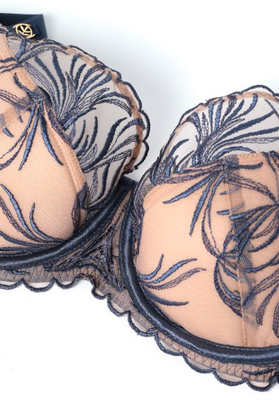 画像9: PALMER blue B150 | フルカップ・ワイヤーブラ・セミソフトブラ・大きいサイズ・ブルー×ベージュ| ewabien エヴァビアン【サイズ交換OK】 輸入下着・高級ランジェリー  (9)