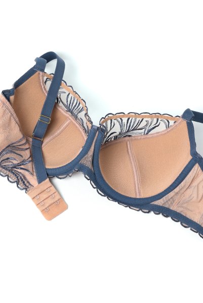 画像10: PALMER blue B150 | フルカップ・ワイヤーブラ・セミソフトブラ・大きいサイズ・ブルー×ベージュ| ewabien エヴァビアン【サイズ交換OK】 輸入下着・高級ランジェリー  (10)