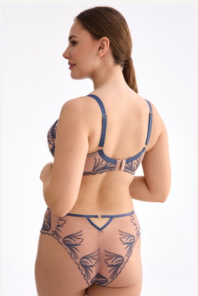 画像5: PALMER blue B214 | 3/4カップ・ワイヤーブラ・グラマー向け・すっぴん美乳ブラ・ブルー×ベージュ| ewabien エヴァビアン【サイズ交換OK】 輸入下着・高級ランジェリー  (5)