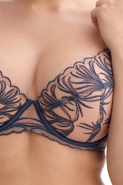 画像6: PALMER blue B214 | 3/4カップ・ワイヤーブラ・グラマー向け・すっぴん美乳ブラ・ブルー×ベージュ| ewabien エヴァビアン【サイズ交換OK】 輸入下着・高級ランジェリー  (6)