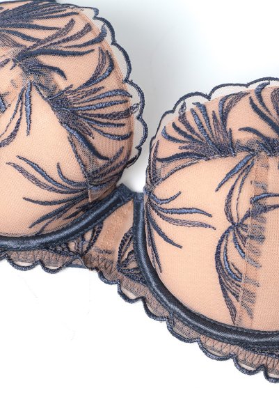 画像9: PALMER blue B214 | 3/4カップ・ワイヤーブラ・グラマー向け・すっぴん美乳ブラ・ブルー×ベージュ| ewabien エヴァビアン【サイズ交換OK】 輸入下着・高級ランジェリー  (9)