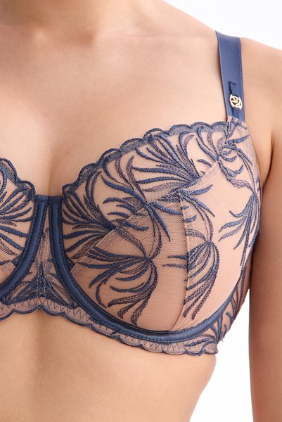 画像6: PALMER blue B161 | フルカップ・パッドなし・ワイヤーブラ・一枚レース・大きいサイズ・ブルー×ベージュ | ewabien エヴァビアン【サイズ交換OK・メール便対象】 輸入下着・高級ランジェリー  (6)