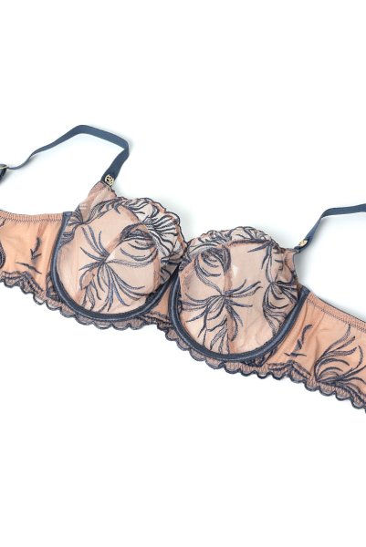 画像8: PALMER blue B161 | フルカップ・パッドなし・ワイヤーブラ・一枚レース・大きいサイズ・ブルー×ベージュ | ewabien エヴァビアン【サイズ交換OK・メール便対象】 輸入下着・高級ランジェリー  (8)