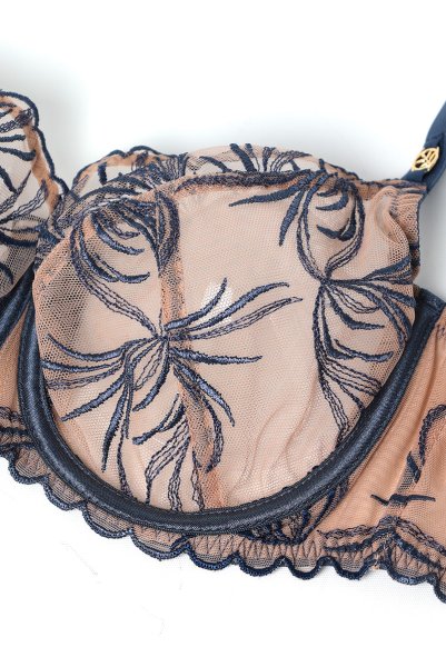 画像9: PALMER blue B161 | フルカップ・パッドなし・ワイヤーブラ・一枚レース・大きいサイズ・ブルー×ベージュ | ewabien エヴァビアン【サイズ交換OK・メール便対象】 輸入下着・高級ランジェリー  (9)