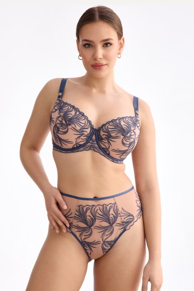 画像5: PALMER blue C125 | ハイウエストショーツ・シースルー・ブルー×ベージュ  | ewabien エヴァビアン【サイズ交換NG・メール便対象】輸入下着・高級ランジェリー  (5)