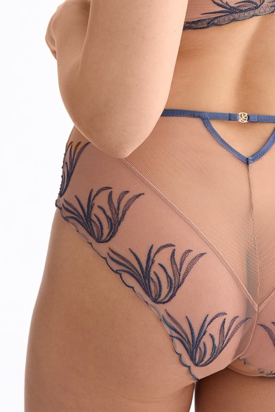 画像8: PALMER blue C125 | ハイウエストショーツ・シースルー・ブルー×ベージュ  | ewabien エヴァビアン【サイズ交換NG・メール便対象】輸入下着・高級ランジェリー  (8)