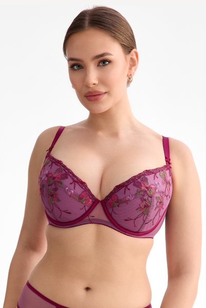 画像2: KARMELA amethyst B214 | 3/4カップ・ワイヤーブラ・グラマー向け・パープル| ewabien エヴァビアン【サイズ交換OK】 輸入下着・高級ランジェリー  (2)