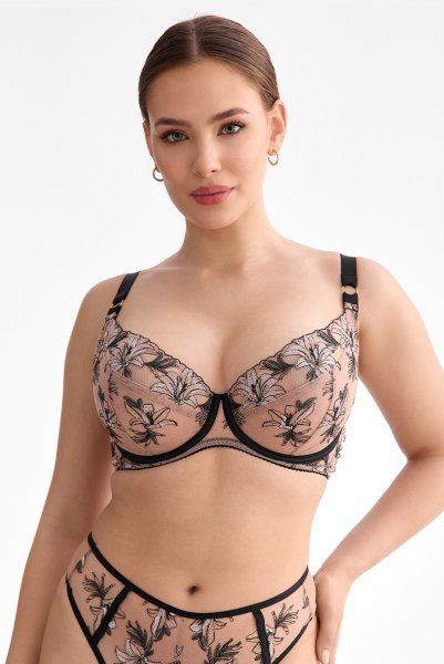 画像2: SALMA beige B161 | フルカップ・パッドなし・ワイヤーブラ・一枚レース・大きいサイズ・ベージュ | ewabien エヴァビアン【サイズ交換OK・メール便対象】 輸入下着・高級ランジェリー  (2)