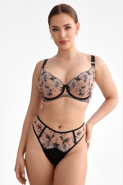 画像4: SALMA beige B161 | フルカップ・パッドなし・ワイヤーブラ・一枚レース・大きいサイズ・ベージュ | ewabien エヴァビアン【サイズ交換OK・メール便対象】 輸入下着・高級ランジェリー  (4)