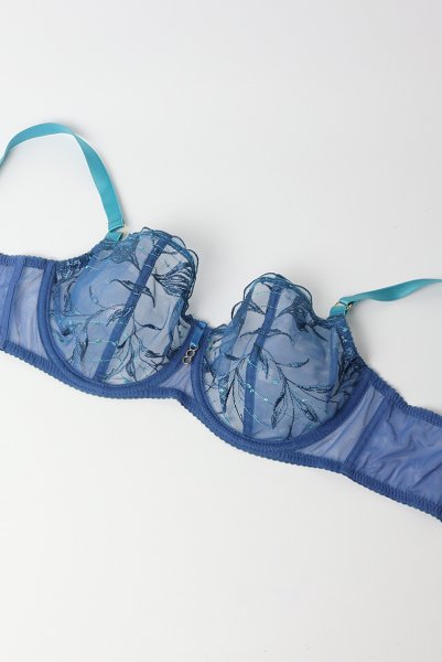 画像8: 【予約受付中】2026SS|NURIA blue B139 | フルカップ・パッドなし・ワイヤーブラ・一枚レース・大きいサイズ・ブルー | ewabien エヴァビアン (8)