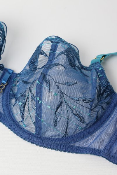 画像9: 【予約受付中】2026SS|NURIA blue B139 | フルカップ・パッドなし・ワイヤーブラ・一枚レース・大きいサイズ・ブルー | ewabien エヴァビアン (9)