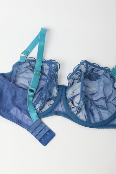 画像11: 【予約受付中】2026SS|NURIA blue B139 | フルカップ・パッドなし・ワイヤーブラ・一枚レース・大きいサイズ・ブルー | ewabien エヴァビアン (11)