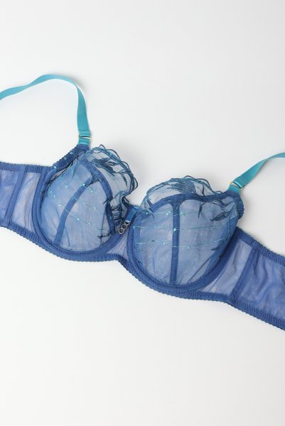画像7: 【予約受付中】2026SS|NURIA blue B161 | フルカップ・パッドなし・ワイヤーブラ・一枚レース・大きいサイズ・ブルー | ewabien エヴァビアン (7)
