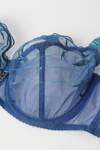 画像8: 【予約受付中】2026SS|NURIA blue B161 | フルカップ・パッドなし・ワイヤーブラ・一枚レース・大きいサイズ・ブルー | ewabien エヴァビアン (8)