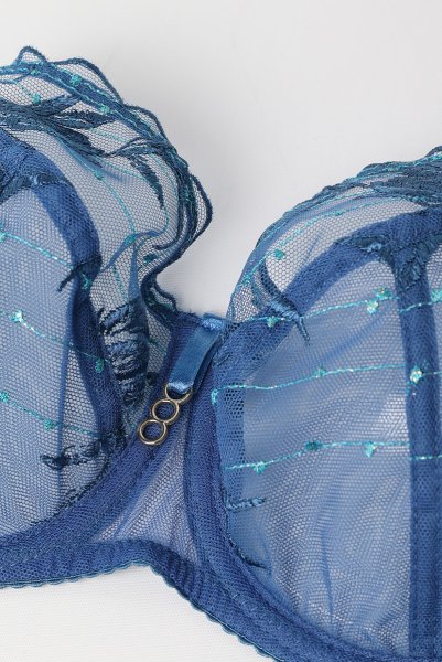 画像9: 【予約受付中】2026SS|NURIA blue B161 | フルカップ・パッドなし・ワイヤーブラ・一枚レース・大きいサイズ・ブルー | ewabien エヴァビアン (9)